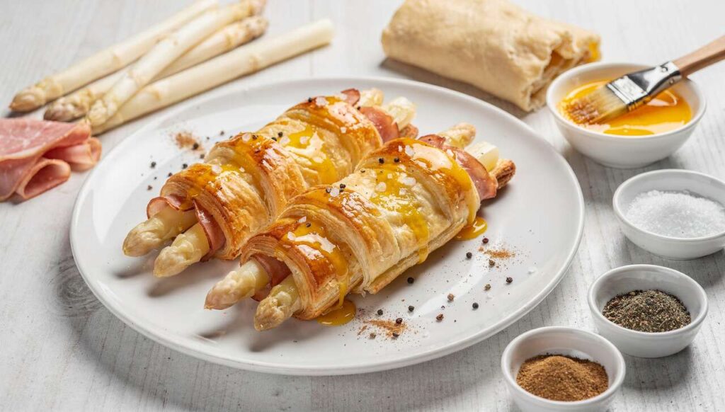 Blätterteig-Spargel aus dem Airfryer, goldbraun und servierfertig in 10 Minuten