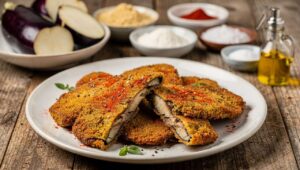 Auberginen-Schnitzel aus dem Airfryer, knusprig paniert und vegan in 10 Minuten