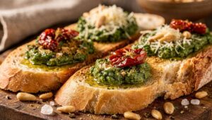 Bärlauch-Pesto-Crostini aus dem Airfryer: Knuspriges Fingerfood in nur 5 Minuten
